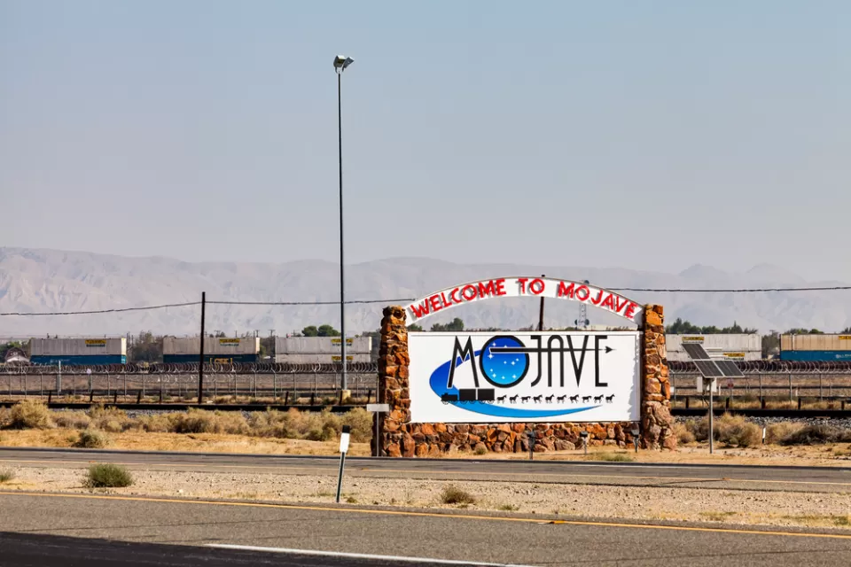 Town sign for Mojave, California